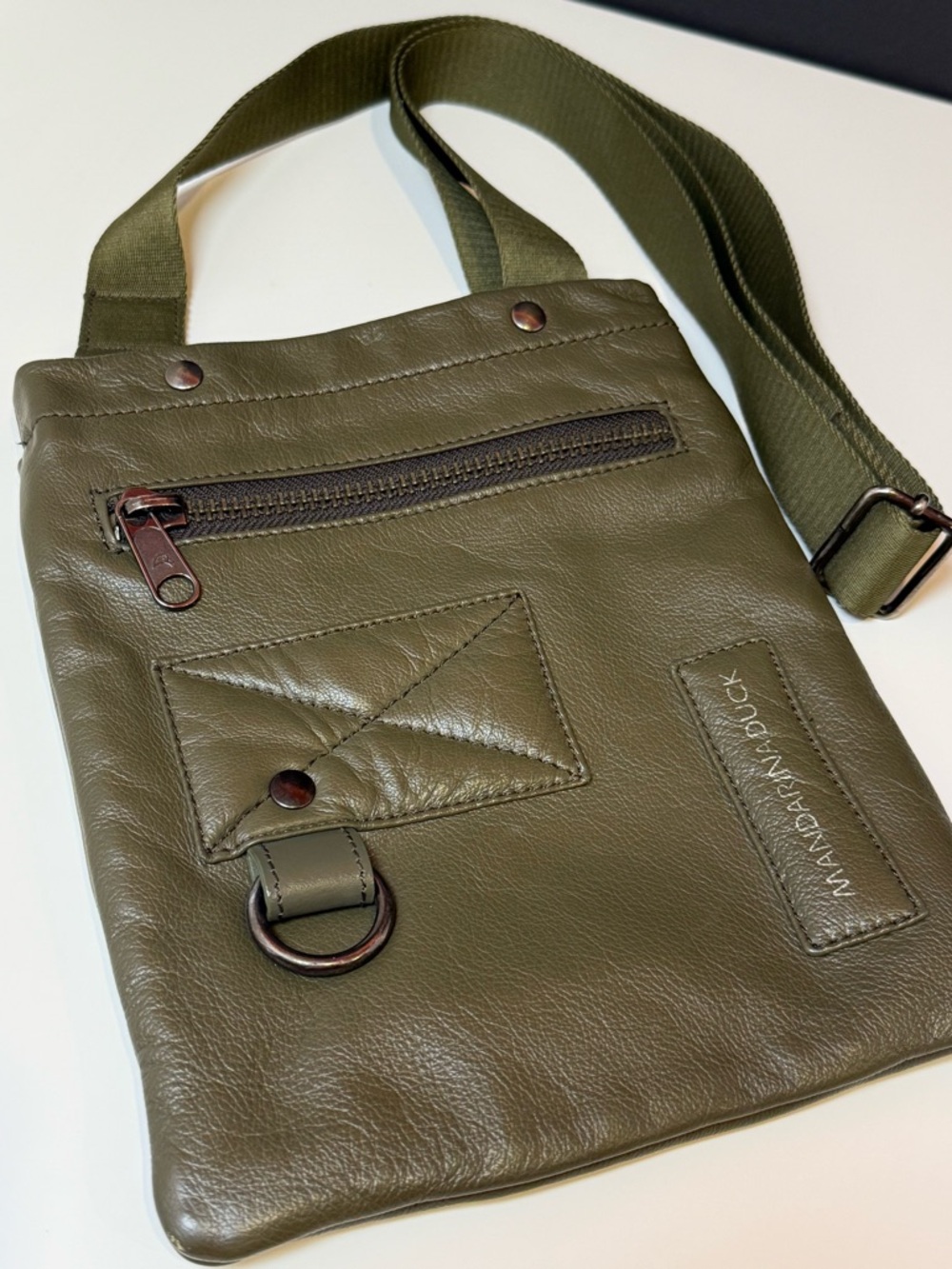 Mandarina Duck Olive Green Crossbody Shoulder Bag